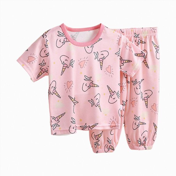 larppty Children Girl Pajamas Set Soft Comfy Sleepwear Pajamas(3-4 Years,Pink)