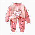 thumbnail image 1 of larppty Childrens Comfortable And Breathable Long Sleeved Home Clothes Cute Cartoon Pattern Pajama Set (Pink,3-6 Months), 1 of 6