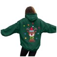thumbnail image 1 of larppty Christmas Hooide for Women Long Sleeve Cute Reindeer Print Fall Pocket Hooded Sweatershirt with Drawstring (Green, M), 1 of 8