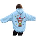 thumbnail image 1 of larppty Christmas Hooide for Women Long Sleeve Cute Reindeer Print Fall Pocket Hooded Sweatershirt with Drawstring (Sky Blue, 3XL), 1 of 8