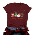 thumbnail image 1 of larppty Christmas Shirt for Women 2025 Santa Tees Tops Letter Xmas Tree Graphic Print T Shirt Festive Outfits (Wine, S), 1 of 8