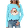 thumbnail image 1 of larppty Christmas Shirt for Women Novelty Pink Santa Xmas Graphic Long Sleeve Holiday Pullover Tops (Sky Blue, L), 1 of 8
