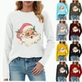 thumbnail image 1 of larppty Christmas Shirt for Women Novelty Pink Santa Xmas Graphic Long Sleeve Holiday Pullover Tops (Yellow, S), 1 of 8