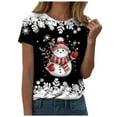 thumbnail image 1 of larppty Christmas Shirts Women Snowflake Snowman Christmas Tshirt Funny Merry Xmas Graphic Tee Tops (Black, XL), 1 of 9