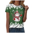 thumbnail image 1 of larppty Christmas Shirts Women Snowflake Snowman Christmas Tshirt Funny Merry Xmas Graphic Tee Tops (Green, M), 1 of 9