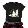 thumbnail image 1 of larppty Christmas Shirts for Women 2025 Family Snowmen Graphic T Shirts Short Sleeve Funny Xmas Holiday Print Tee Tops (Black, XL), 1 of 8