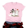 thumbnail image 1 of larppty Christmas Shirts for Women 2025 Family Snowmen Graphic T Shirts Short Sleeve Funny Xmas Holiday Print Tee Tops (Pink, 3XL), 1 of 8