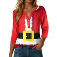 thumbnail image 1 of larppty Christmas Shirts for Women 3/4 Length Sleeve Henley Neck Tops Fall Trendy 2025 Funny Graphic Tshirts Xmas Clothes (Red, L), 1 of 5
