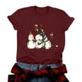 thumbnail image 1 of larppty Christmas Shirts for Women Christmas Snowman Funny Holiday Print T-Shirts Graphic Xmas Holiday Tee Tops (Wine, L), 1 of 8