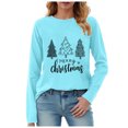 thumbnail image 1 of larppty Christmas Shirts for Women: Merry Christmas T Shirts Long Sleeve Christmas Tree Shirt Xmas Gift Blouse Tee Tops (Sky Blue, 3XL), 1 of 8