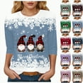 thumbnail image 1 of larppty Christmas Shirts for Women Trendy Xmas Gnome Graphic Tees 3/4 Sleeve Tops Crewneck Blouses Holiday Tshirts (Red, 3XL), 1 of 4