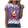 thumbnail image 1 of larppty Christmas Snowflake Shirts for Women Merry Christmas Reindeer Printed T-Shirt Cute Xmas Holiday Tee Tops (Purple, XXL), 1 of 9