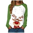thumbnail image 1 of larppty Christmas Sweatshirt Raglan Long Sleeve Reindeer Graphic Pullover Tops for Women (Light Green, XXL), 1 of 9