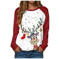 thumbnail image 1 of larppty Christmas Sweatshirt Raglan Long Sleeve Reindeer Graphic Pullover Tops for Women (Red, L), 1 of 9
