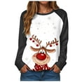 thumbnail image 1 of larppty Christmas Sweatshirt Raglan Long Sleeve Reindeer Graphic Pullover Tops for Women (White, XXL), 1 of 9