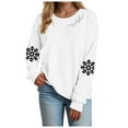 thumbnail image 1 of larppty Christmas Sweatshirt Women Christmas Xmas Snowflake Print Sweater Long Sleeve Shirts Holiday Pullover Tops （White, S）, 1 of 5