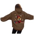 thumbnail image 1 of larppty Christmas Sweatshirts for Women Reindeer Graphic Oversized Fleece Hoodies Xmas Holiday Sweater with Pocket (Brown, L), 1 of 8
