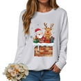 thumbnail image 1 of larppty Christmas Sweatshirts for Women Santa Claus Reindeer Gifts Graphic Crewneck Pullover Xmas Holiday Top for Party （Light Gray, XL）, 1 of 6