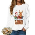 thumbnail image 1 of larppty Christmas Sweatshirts for Women Santa Claus Reindeer Gifts Graphic Crewneck Pullover Xmas Holiday Top for Party （White, XXL）, 1 of 6