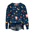 thumbnail image 1 of larppty Christmas Sweatshirts for Women Ugly Christmas Sweatshirts Santa Printed Long Sleeve Oversized Crew Neck Holiday Pullover Tops (Navy, XXL), 1 of 7