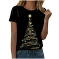 thumbnail image 1 of larppty Christmas T Shirt for Women Christmas Short Sleeve Xmas Graphic Print T Shirt Vacation Outfits (Gold, XL), 1 of 7
