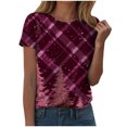 thumbnail image 1 of larppty Christmas T Shirt for Women Christmas Short Sleeve Xmas Graphic Print T Shirt Vacation Outfits (Hot Pink, S), 1 of 7