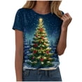 thumbnail image 1 of larppty Christmas Tshirts for Women 2025 Christmas Shirts Xmas Holiday Party Short Sleeve Pullover Tops (Blue, L), 1 of 6