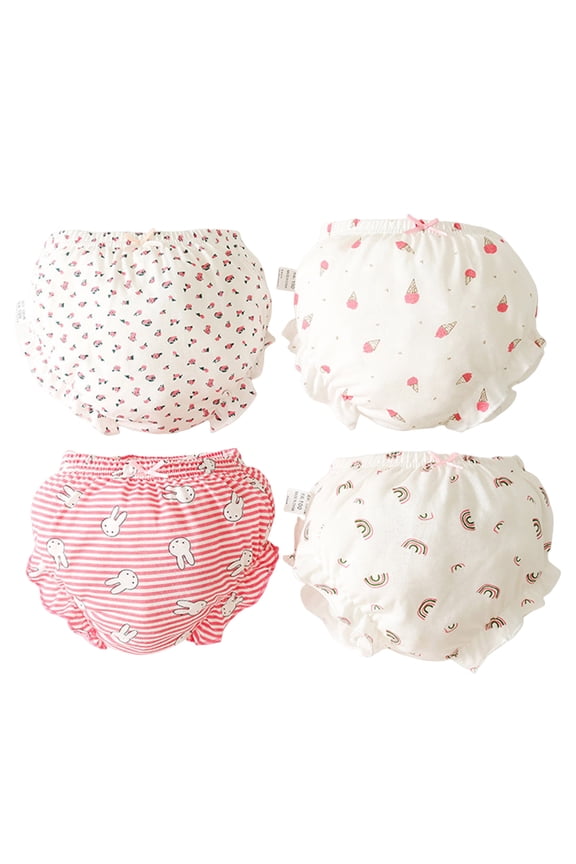 Cotton Underwear Baby Girl Undies Breathable Bloomers Briefs Toddler Panties Kids Ruffle Assorted Boxer 4-Pack (Pink,1.5-3 Years)