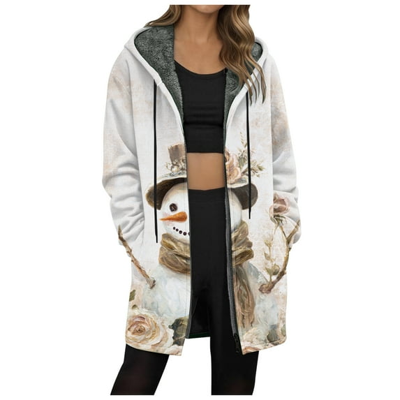 larppty Cozy Women's Teddy Hoodie Jacket - Christmas Transition Long Warm Fleece Plush Elegant Winter Outerwear(Beige,XXXL)
