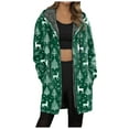 thumbnail image 1 of larppty Cozy Women's Teddy Hoodie Jacket - Christmas Transition Long Warm Fleece Plush Elegant Winter Outerwear（Dark Green，XXXL）, 1 of 5