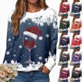 thumbnail image 1 of larppty Crewneck Sweatshirts Ugly Christmas Sweater for Women Funny Long Sleeve Xmas Wine Glass Pullover Shirts (Dark Green, XL）, 1 of 9