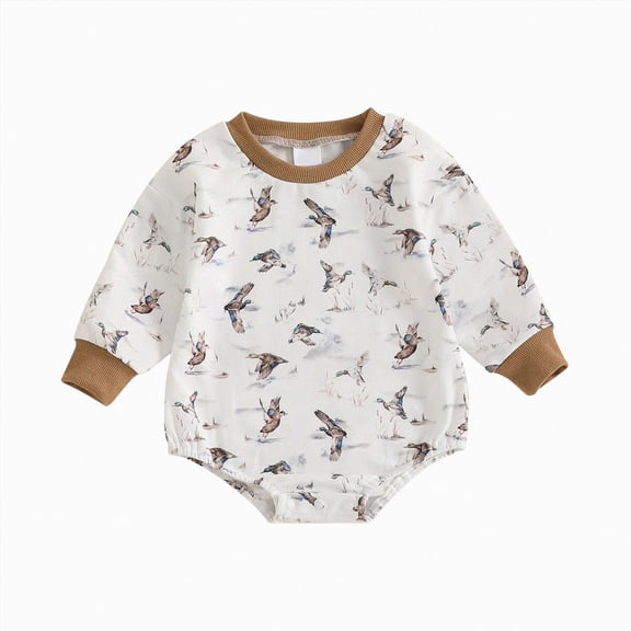 larppty Duck Hunting Baby Clothes Infant Baby Boys Girls Long Sleeve Mallard Duck Sweatshirt Romper Bodysuit