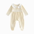 thumbnail image 1 of larppty Fall Winter Baby Girl Clothes Outfit Long Sleeve Romper Headband | Newborn Girl Coming Home Outfit Baby Girl Fall One-piece Jumpsuit Duck Flower Bow Print Ruffled Long Sleeve Romper 2 Pcs Set, 1 of 4