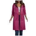 thumbnail image 1 of larppty Fleece Hoodie for Women Long Zipper Hoodies Zip Up Oversized Sweatshirts Womens Tunic Sweatshirt Winter Clothes (Hot Pink, 3XL), 1 of 7