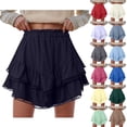 thumbnail image 1 of larppty Flowy Shorts For Women Casual Boho Ruffle Tiered Skorts High Waist Mini Skirts Tennis Crochet Shorts（Hot Pink， XL）, 1 of 4