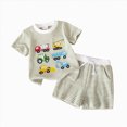 thumbnail image 1 of larppty Girls 2 Piece Outfits Sets 2026 2 Piece Short Sleeve T-Shirts and Elastic Waist Shorts Cute Print Crewneck Fashion Clothing (Z02-Green, 3-4 Years), 1 of 4