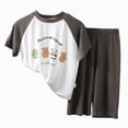thumbnail image 1 of larppty Girls 2 Piece Pajamas Set Cartoon Printed Loungewear Long Sleeve Top and Pants Sets Sleepwear Nightwear(4-6 Years,Light Gray), 1 of 5