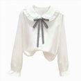 thumbnail image 1 of larppty Girls Blouse Shirts Spring Fall Long Sleeve Button-Down Top Ruffle Collar, 1 of 5