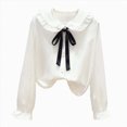 thumbnail image 1 of larppty Girls Blouse Shirts Spring Fall Long Sleeve Button-Down Top Ruffle Collar, 1 of 6