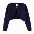 thumbnail image 1 of larppty Girls Cardigan Sweater Toddler Kids Long Sleeve Button Knit Shrug Cropped Cover Up Jacket Tops(Navy,11-12 Years), 1 of 7