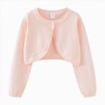 thumbnail image 1 of larppty Girls Cardigan Sweater Toddler Kids Long Sleeve Button Knit Shrug Cropped Cover Up Jacket Tops(Pink,13-14 Years), 1 of 7