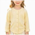 thumbnail image 1 of larppty Girls' Cardigans Sweater School Uniforms Long Sleeve Lightweight Outerwear(White,10-11 Years), 1 of 6