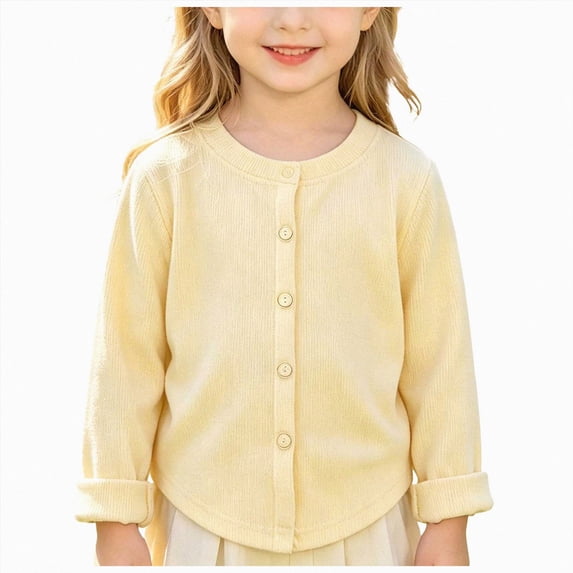larppty Girls' Cardigans Sweater School Uniforms Long Sleeve Lightweight Outerwear(White,10-11 Years)