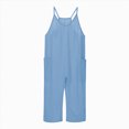 thumbnail image 1 of larppty Girls' Casual Sleeveless Jumpsuits Spaghetti Strap Loose Romper Long Pants with Pockets, 1 of 4