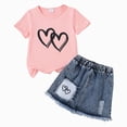 thumbnail image 1 of larppty Girls Clothes 2 Piece Cherry Print Short Sleeve Top & Ripped Jeans Set Girls Summer Outfits for 6-12 Years(6-7 Years), 1 of 4