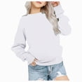 thumbnail image 1 of larppty Girls Crewneck Sweatshirt Long Sleeve Pullover Tops Drop Shoulder Sweatshirts (12-13 Years,White), 1 of 5