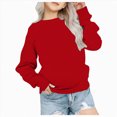 thumbnail image 1 of larppty Girls Crewneck Sweatshirt Long Sleeve Pullover Tops Drop Shoulder Sweatshirts (9-10 Years,Red), 1 of 4