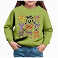 thumbnail image 1 of larppty Girls Halloween Fashion Print Pullover Sweatshirt Kids Casual Warm Long Sleeve Top Toddler Cozy Fall Winter Outfit Playdate Holiday Party Apparel (Green,3-4 Years), 1 of 4