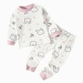 thumbnail image 1 of larppty Girls Pajamas Kids Soft Cute Cotton Long Sleeve 2 Piece Stretchy Snug Fit Pjs Set for Girls (12-18 Months,Light Pink), 1 of 4