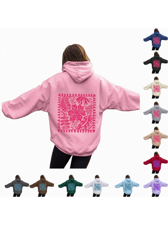 Girls Palm Tree Graphic Hoodies Cute Preppy Teen Sweatshirts | Meet Me At The Ocean Hoodie Hawaiian Sweatshirt for Kids Kangaroo Pocket Teen Girls Beach Pullover (Pink,XL)